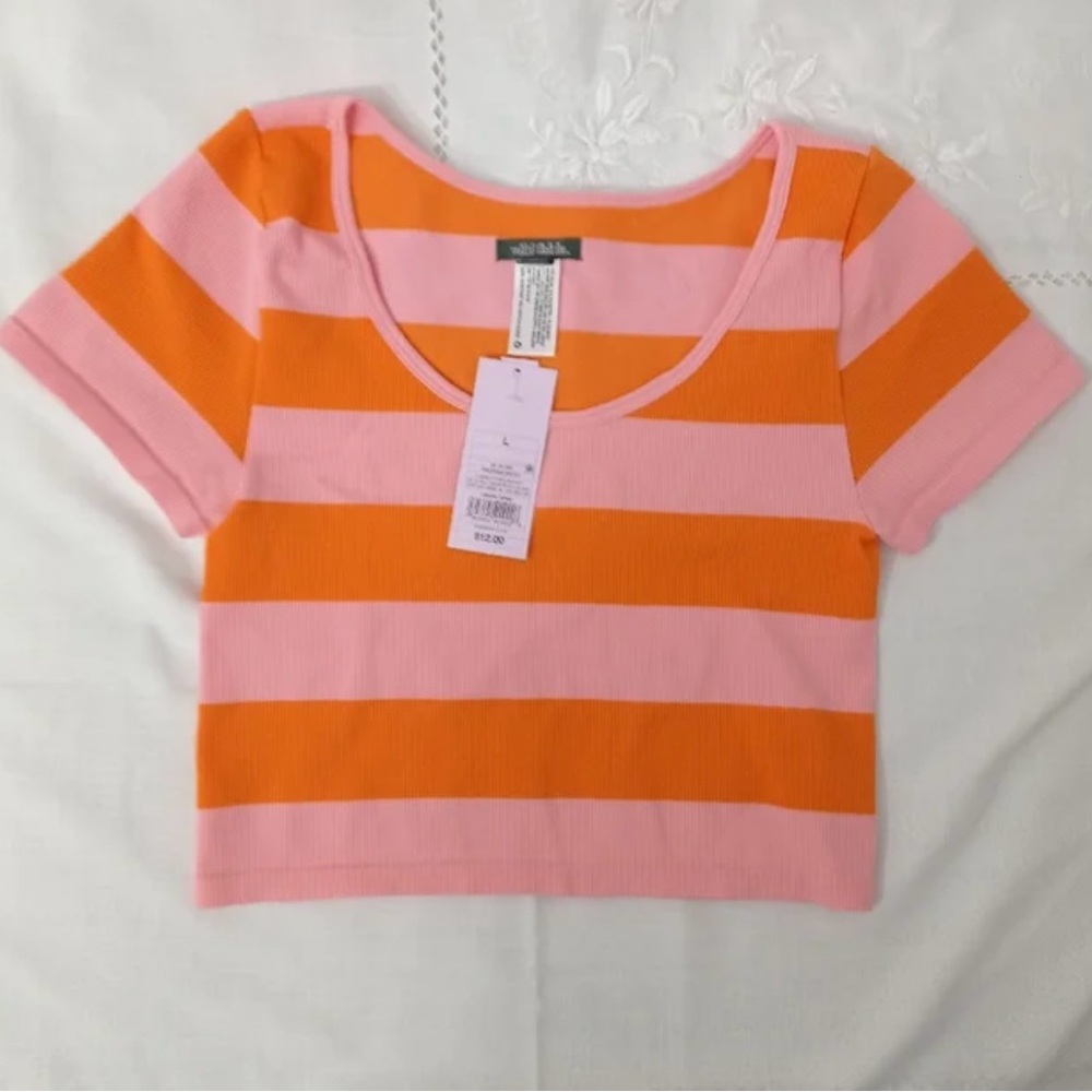 Crop Top Pink and Orange Wild Fable